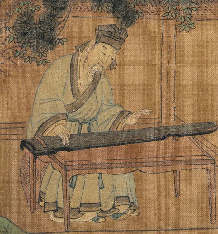 仇英-高士抚琴图