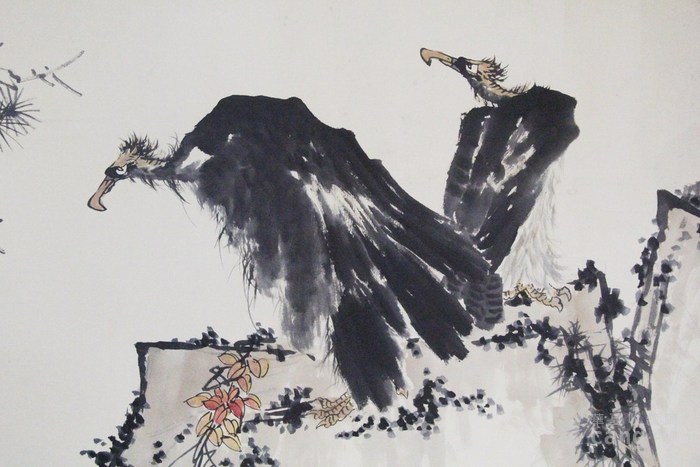 4潘天寿老鹰秃鹫巨幅画作