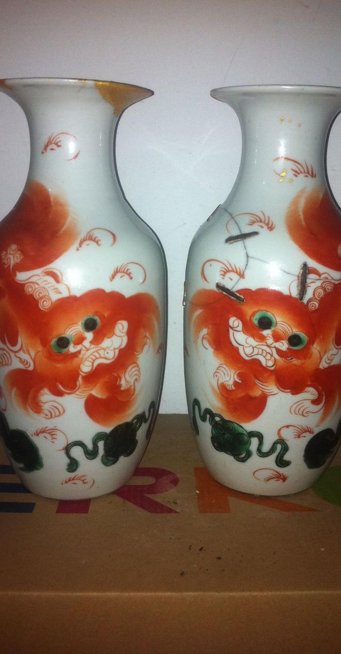 1916年张义泰画黄狮子瓶图片_来自藏友仁丰居主_陶瓷_地摊交易