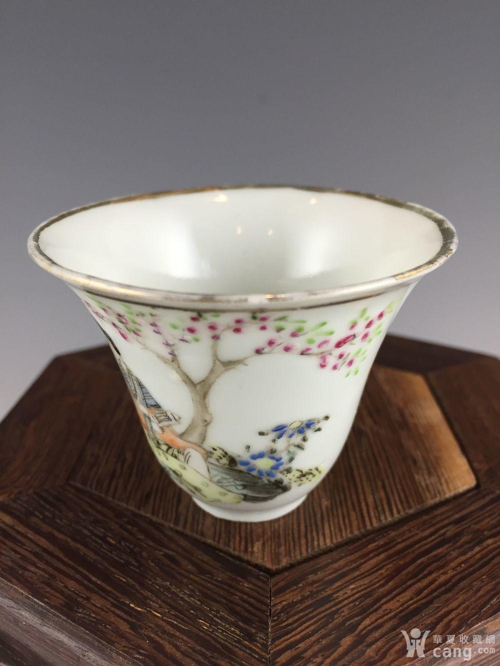 民国名家余子青粉彩仕女铃铛杯(美品)