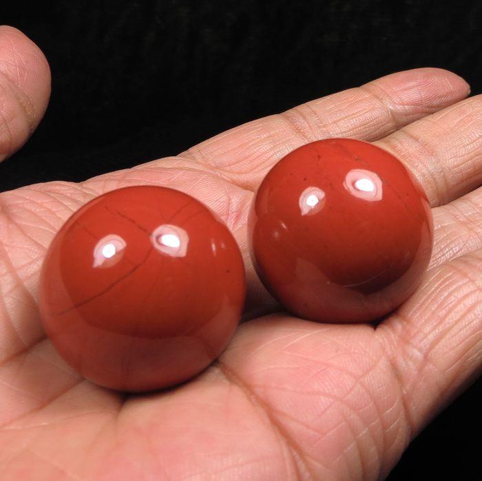 红碧石 玛瑙精雕 保健球一对 006