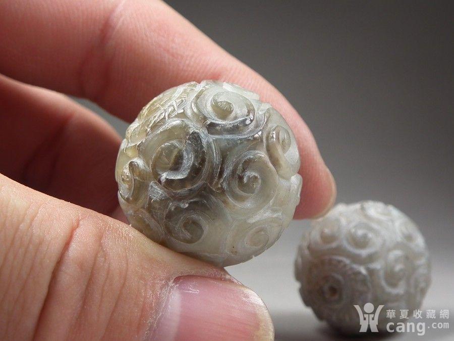 战汉地方玉满灰皮卷云纹大玉珠4个