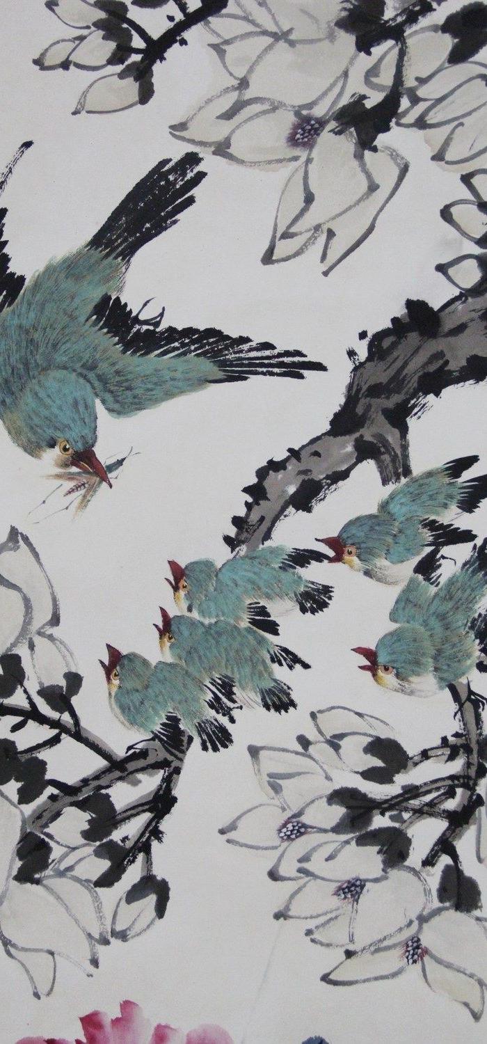 275金梦石花鸟立轴精品