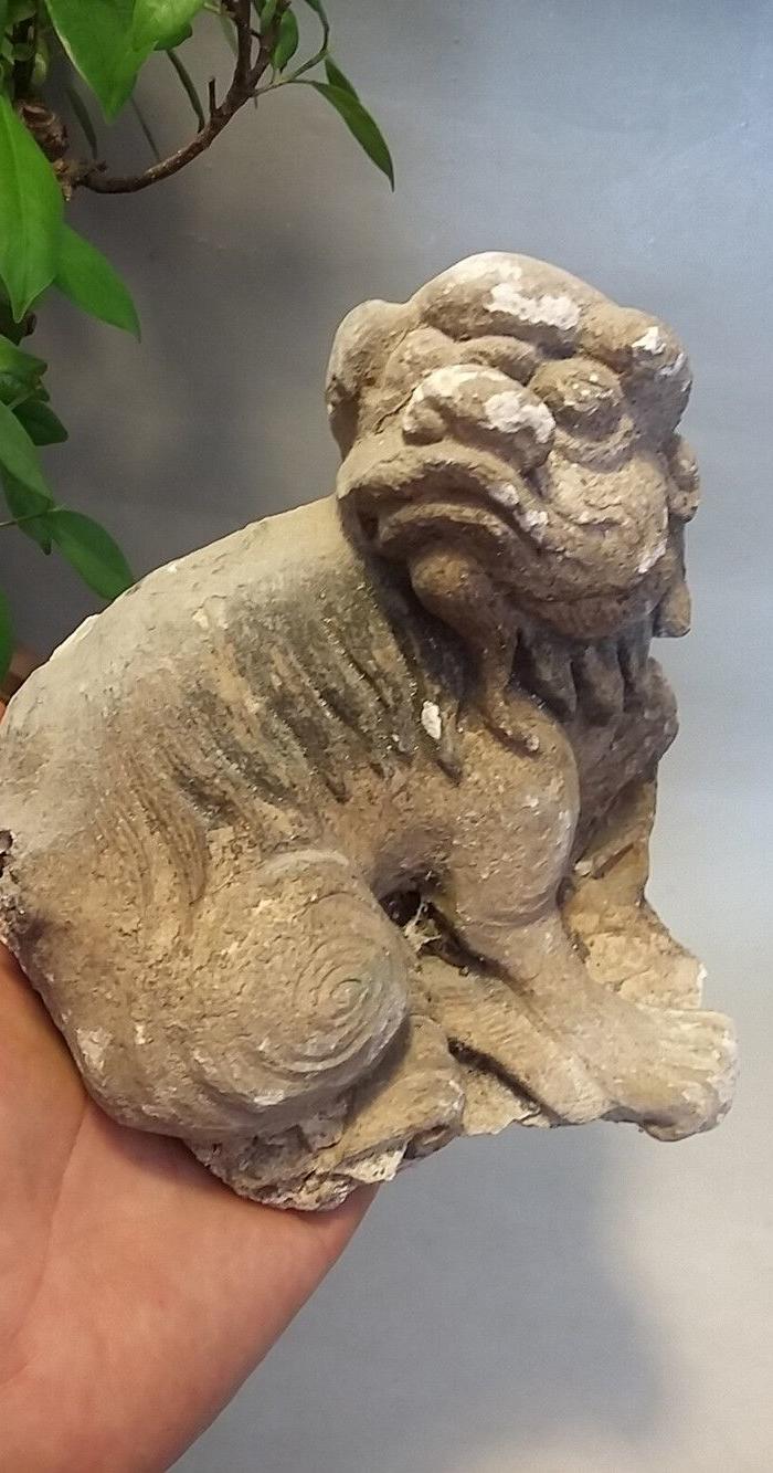 明 一对狮子 闽南屋檐上泥塑