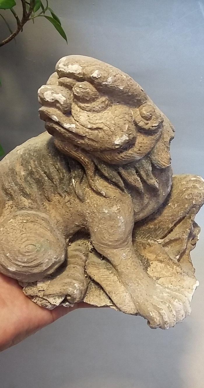 明 一对狮子 闽南屋檐上泥塑