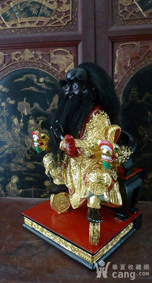 33厘米樟木雕 漆线雕法主公 张公圣君 做工一流