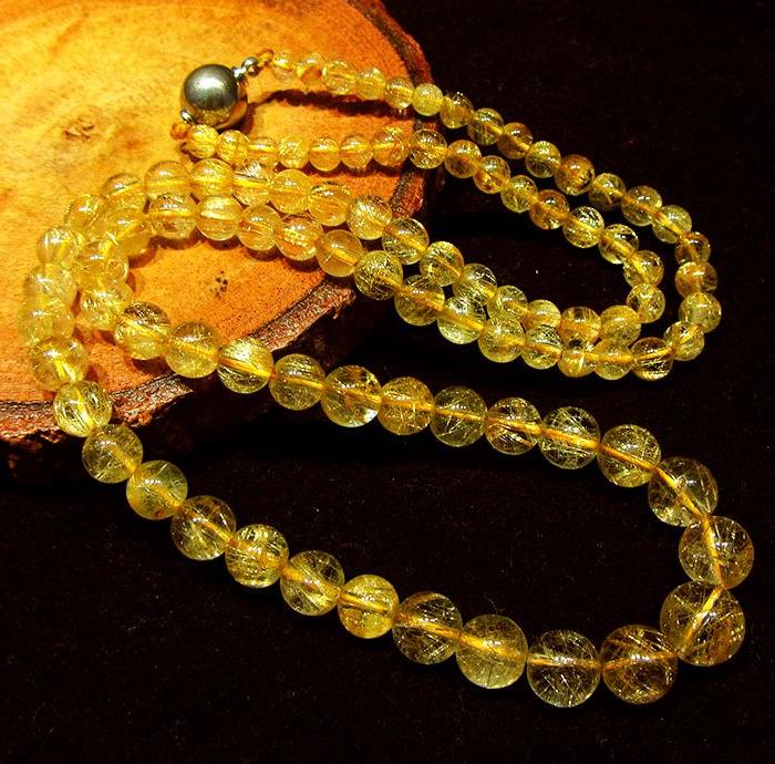 金光璀璨金发钛晶!纯天然巴西进口超多发丝金发晶金钛晶水晶项链