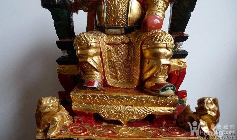 33厘米民国樟木雕 漆线雕 顺正大王公