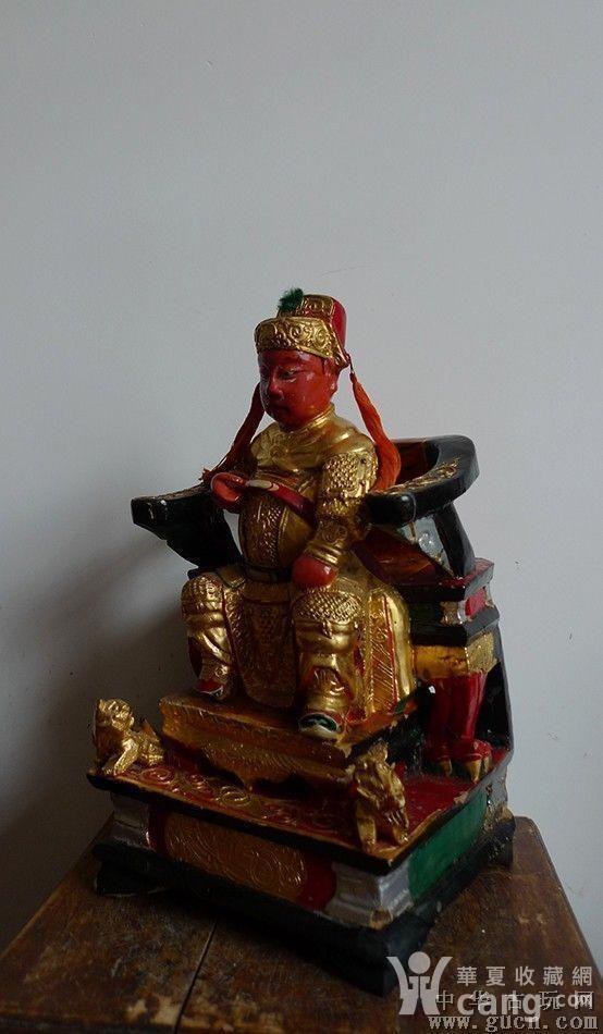 33厘米民国樟木雕 漆线雕 顺正大王公