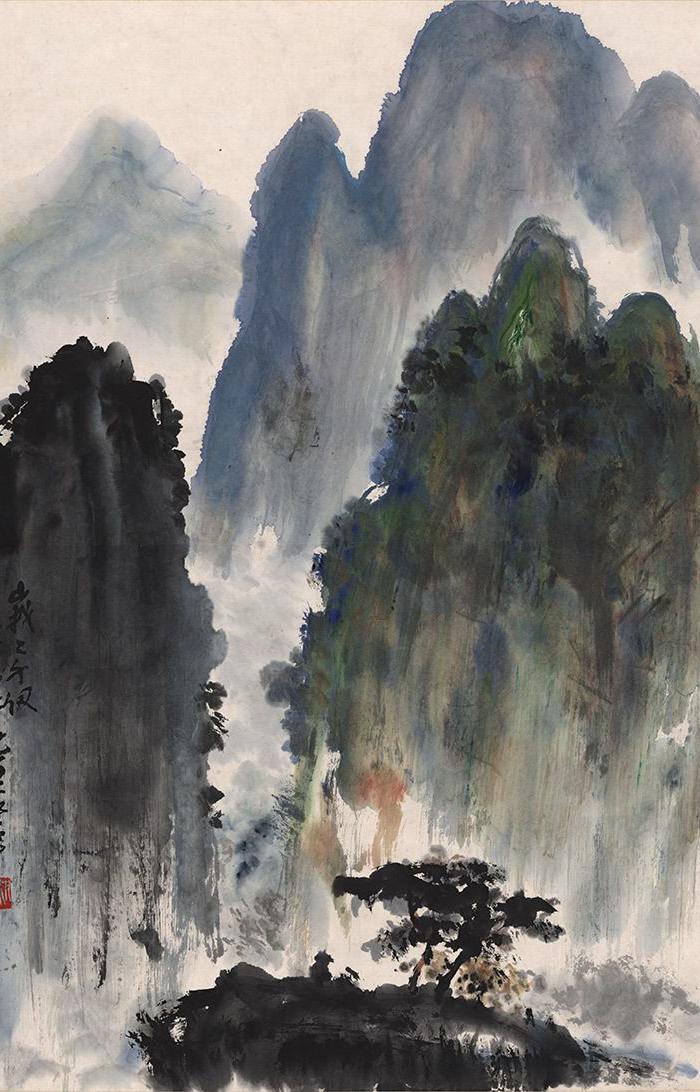 沈柔坚-设色山水图轴