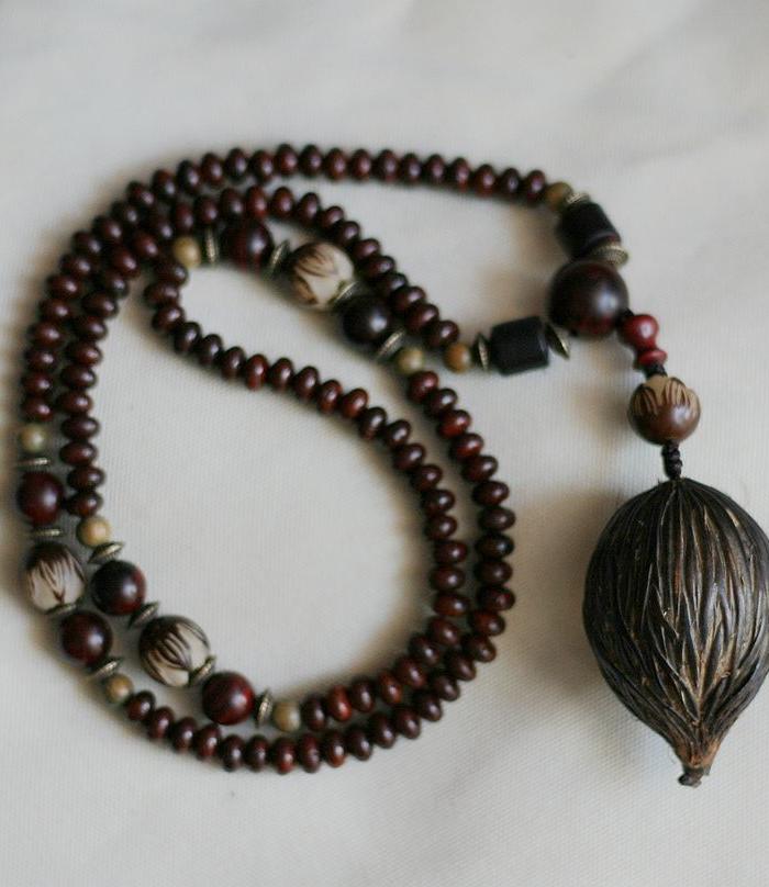 108星月菩提项链男 千丝果手把件 菩提佛珠毛衣链男女款