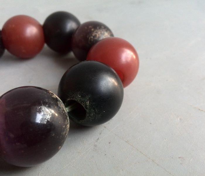 清代传世琥珀猫眼玛瑙手串