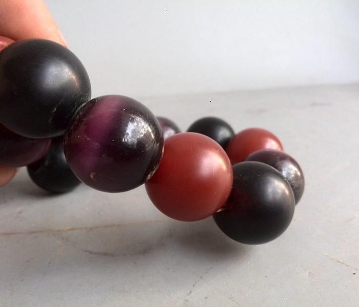 清代传世琥珀猫眼玛瑙手串