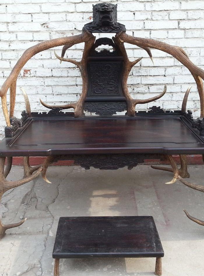 3296清代紫檀鹿 *椅 山大王椅 紫檀宝座一对