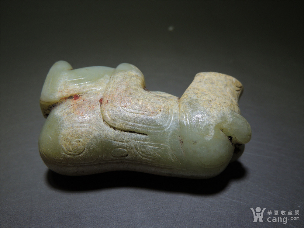 古玉老玉/西周和田玉熊圆雕件/通天孔