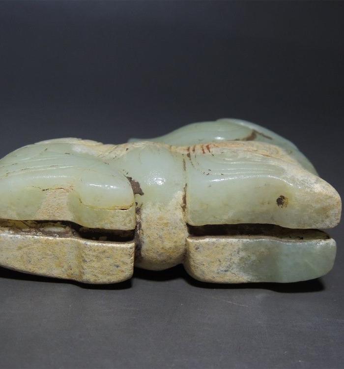 古玉老玉/西周和田玉狗圆雕件小摆件/包老