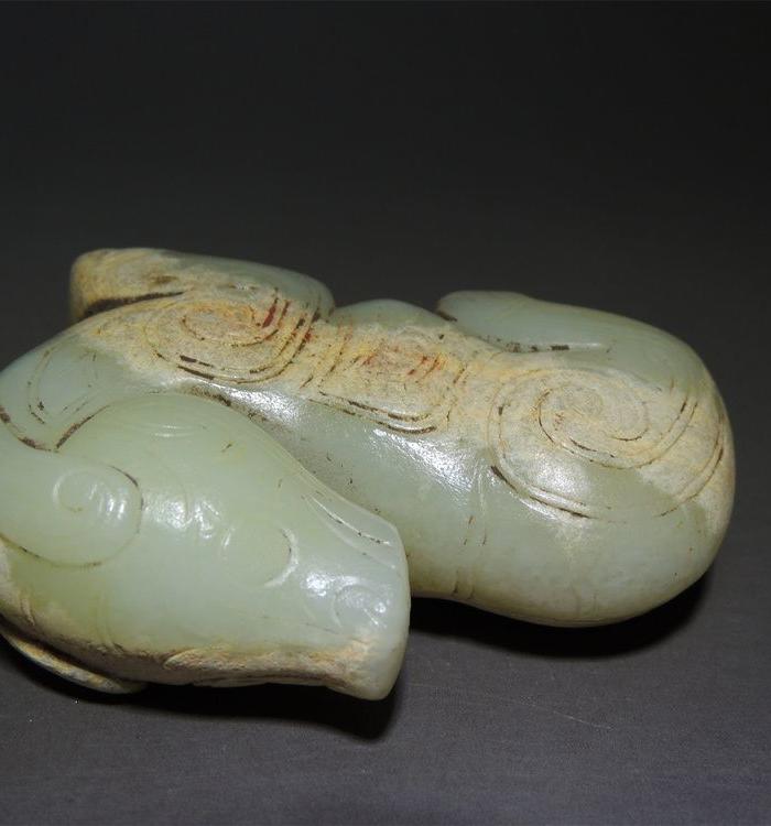 古玉老玉/西周和田玉狗圆雕件小摆件/包老