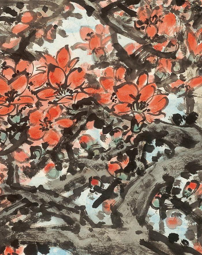 关山月-红棉图已装裱挂轴