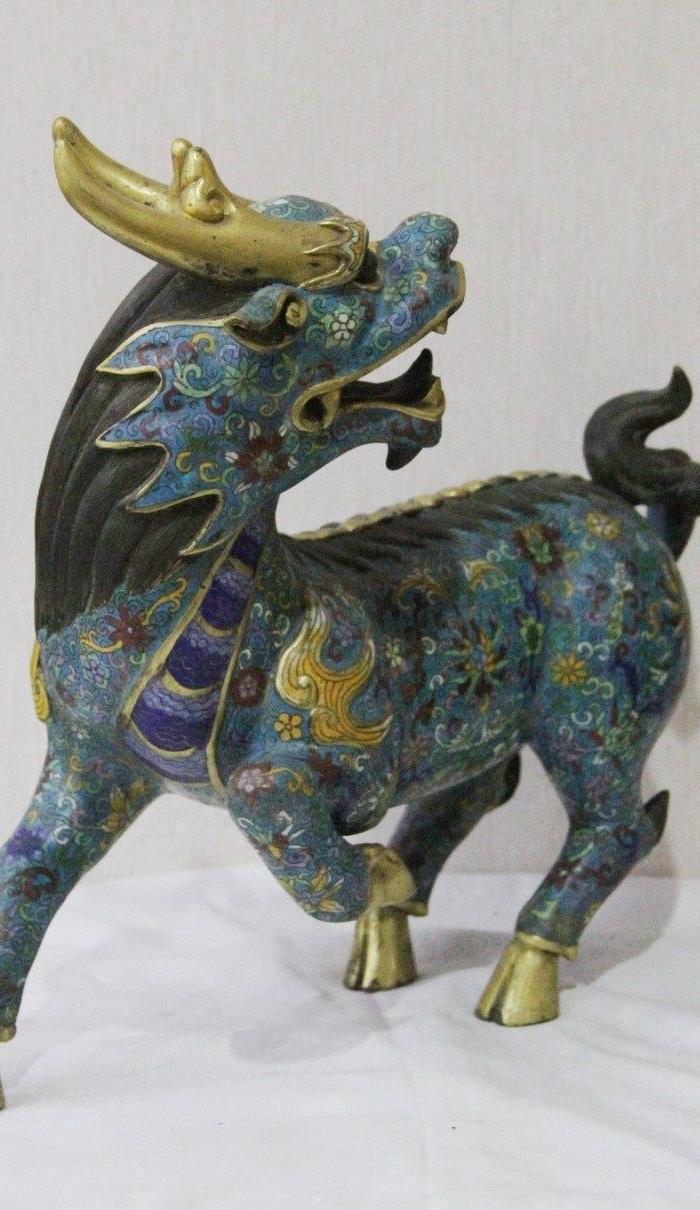 清康熙景泰蓝麒麟一对