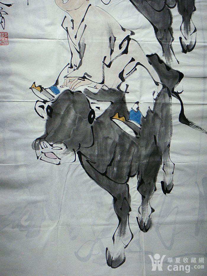 范曾人物画童子牧牛图,138x68厘米.