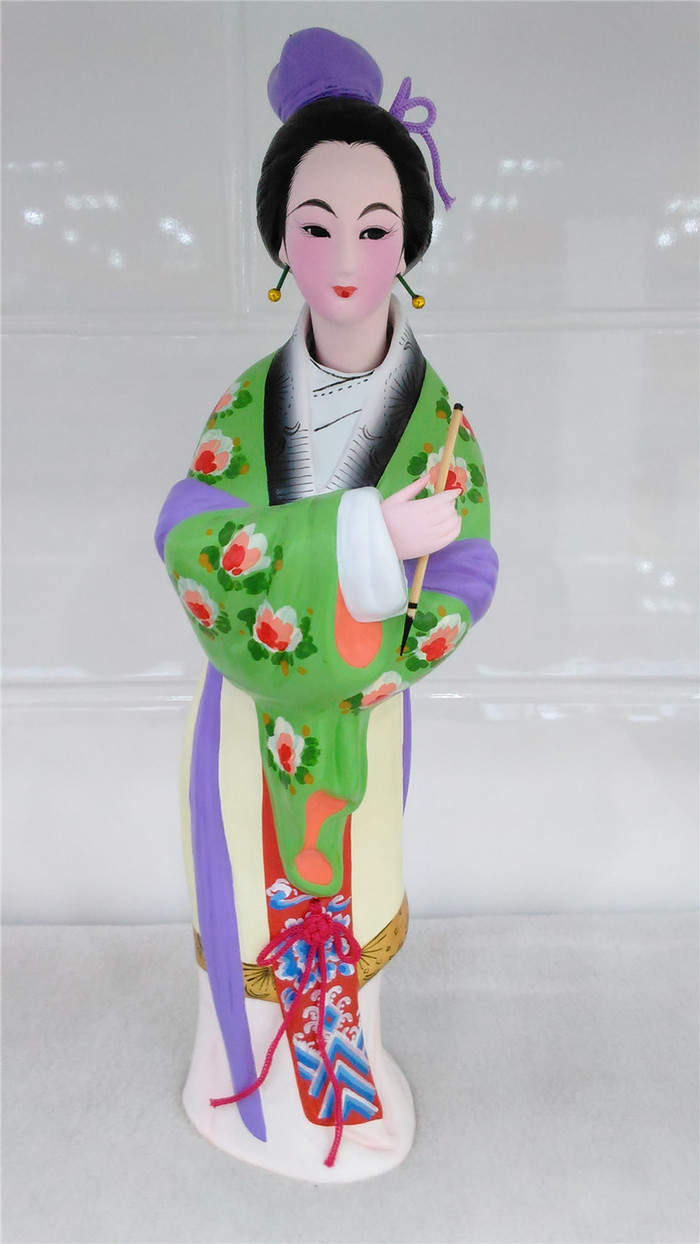 泥人张彩塑仕女人物 李清照