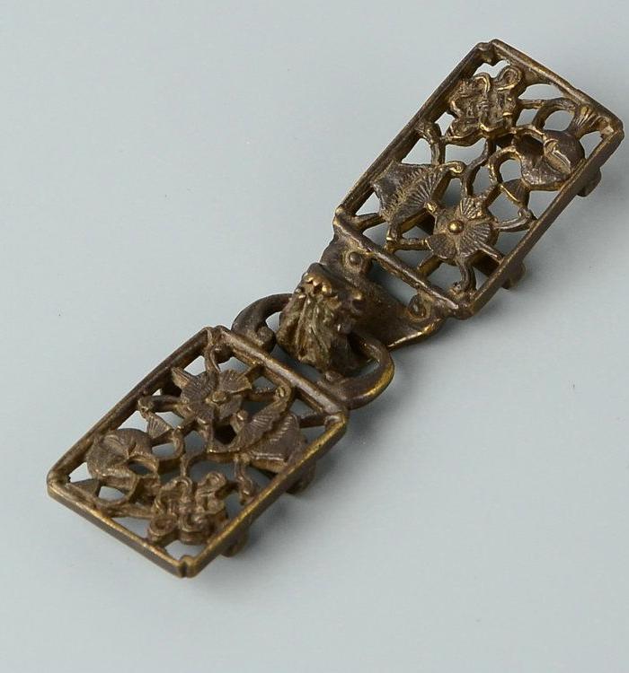 清代铜鎏金龙头带扣 古玩杂项铜器 包老包保真包邮