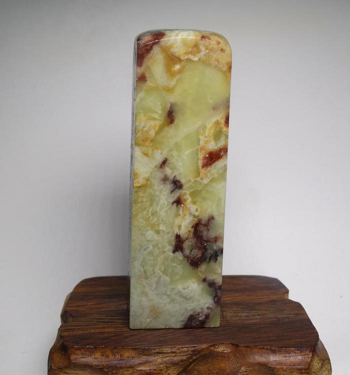 精品! 青田封门紫檀冻石大章料 质地透彻 石性稳定