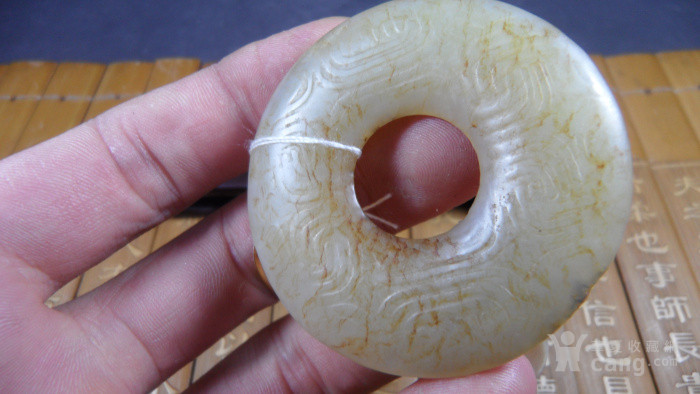老和田玉牛毛纹带工玉璧平安扣玉钱古玉老玉玉器古玩杂项