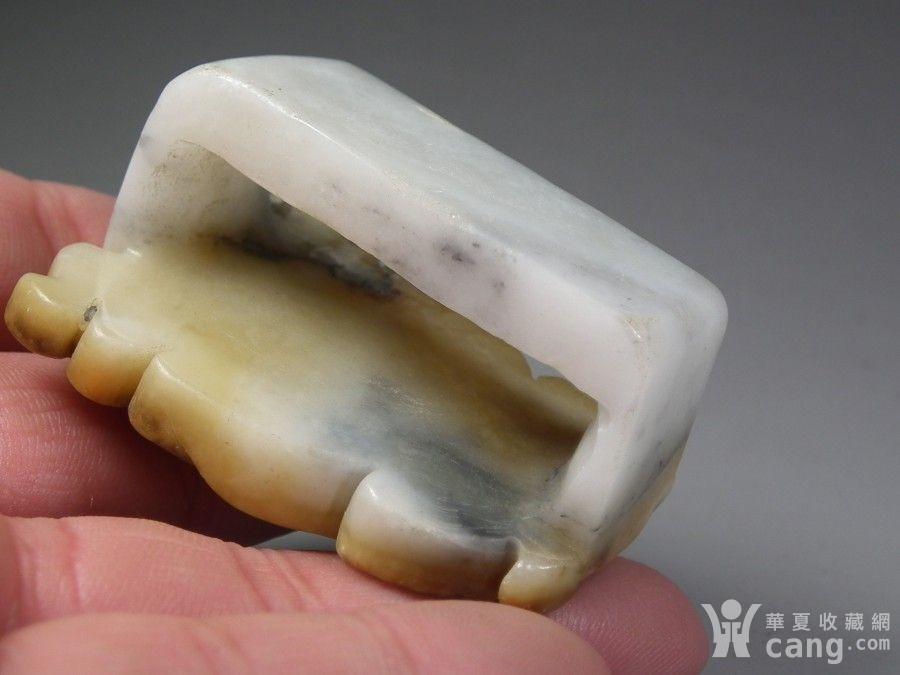 玉器 和田 清代老和田白玉带黄皮兽面纹大玉带扣