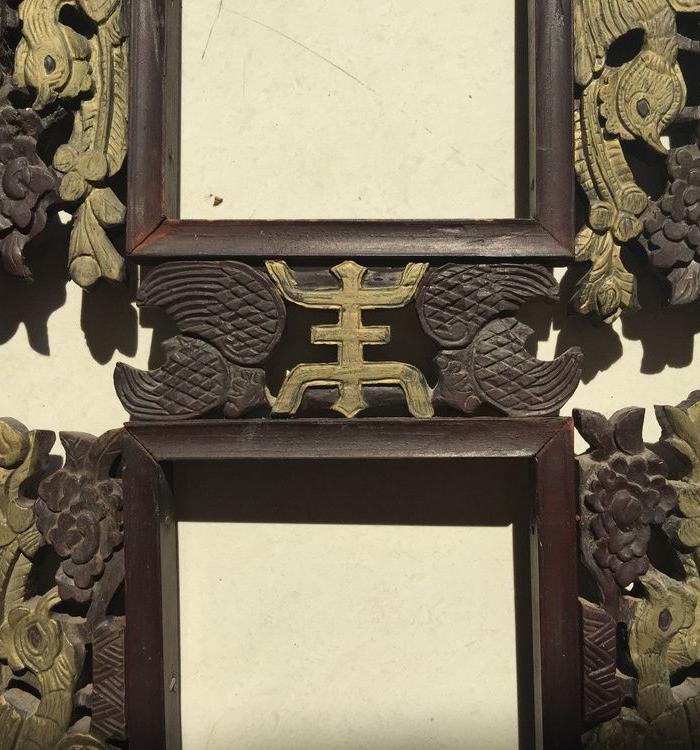 一对"凤凰戏牡丹"花瓶花窗