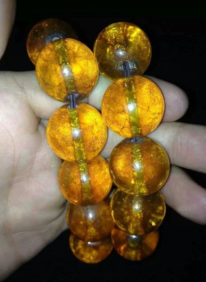 2.2老琥珀冰裂纹佛珠手钏