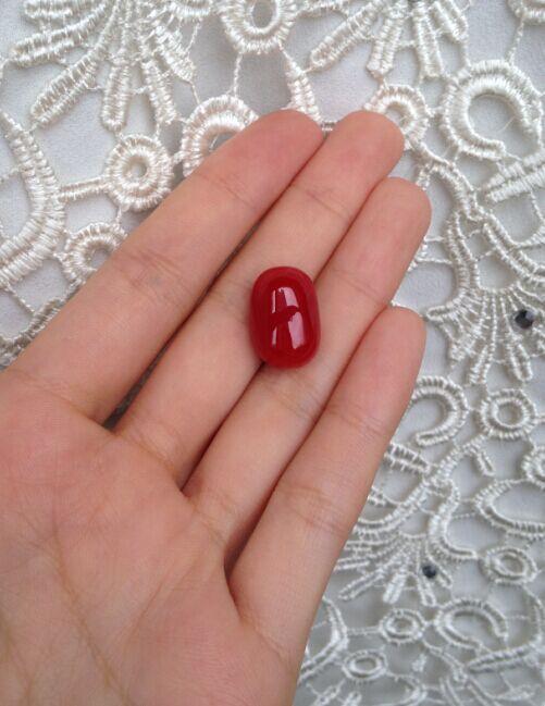 纯天然日本阿卡红珊瑚 2.44克蛋面 裸石 戒面 带证书