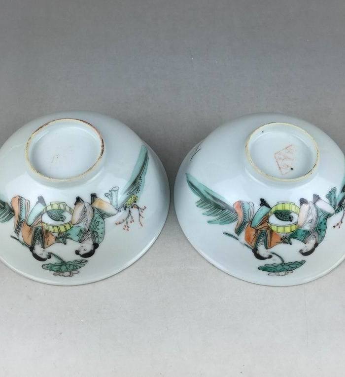 民国名家胡子林和合二仙碗一对