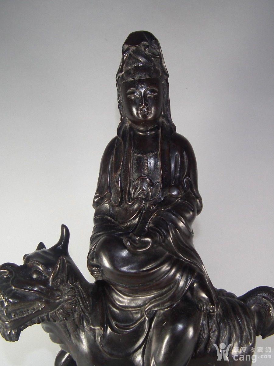 清代老乌木执灵芝观音望天吼大坐像一尊