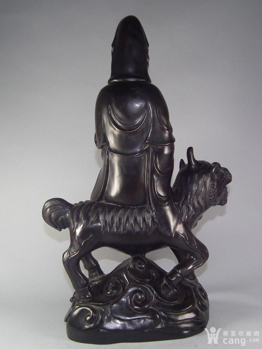 清代老乌木执灵芝观音望天吼大坐像一尊