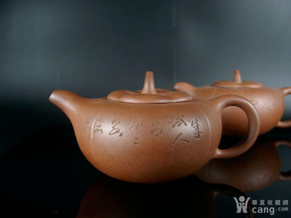 文革 小石任小松刻诗词文竹朱可心徒吴亮屏制老紫砂柿子壶一对