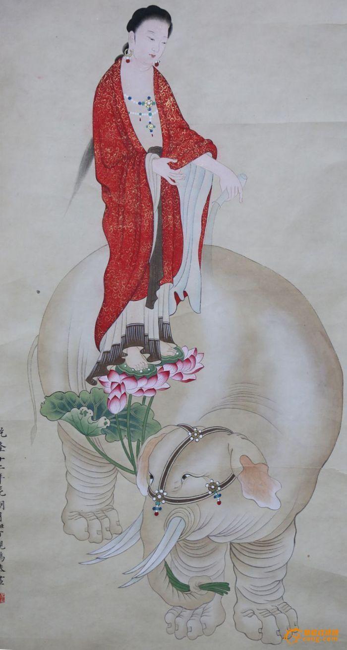 丁观鹏普贤菩萨骑象来