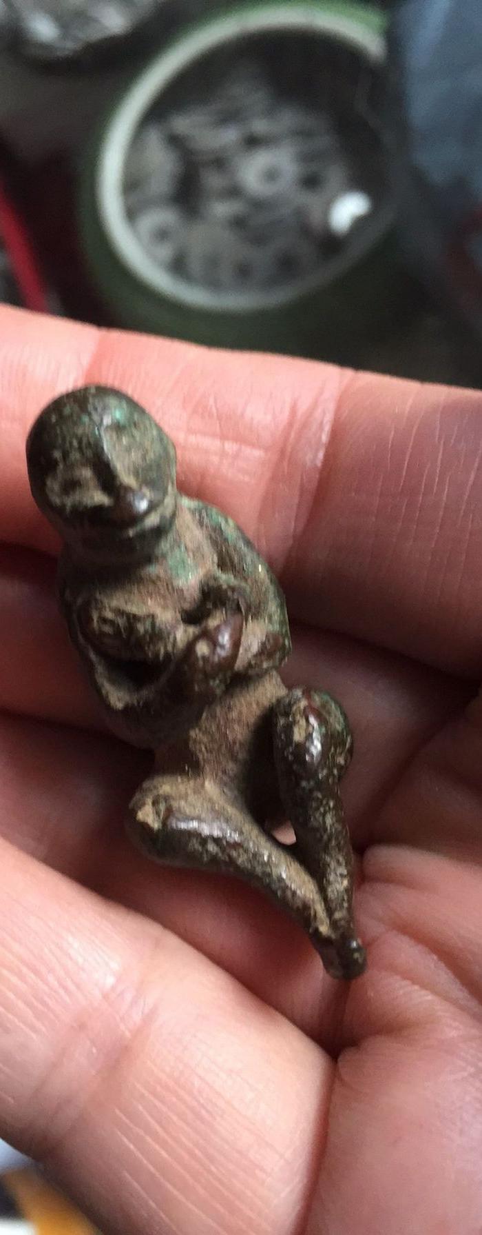 清代老铜件铜猴一个手把件,高4cm