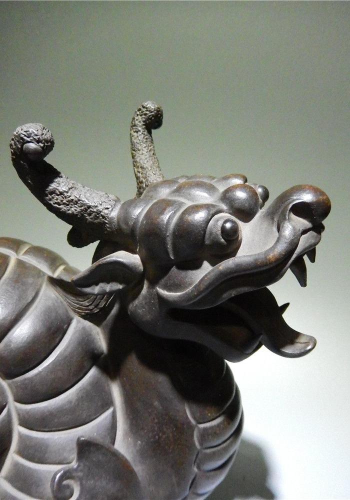 老紫砂 老摆件 龙生九子" 椒图 "