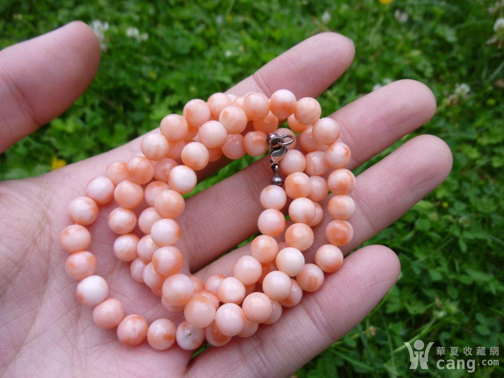 欧洲老首饰 粉色珊瑚项链 对折26.5cm 重28.3克