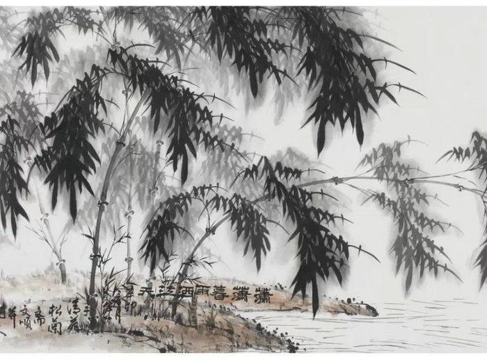 国家一级美术师刘文顺国画竹林--潇潇暮雨洒江天