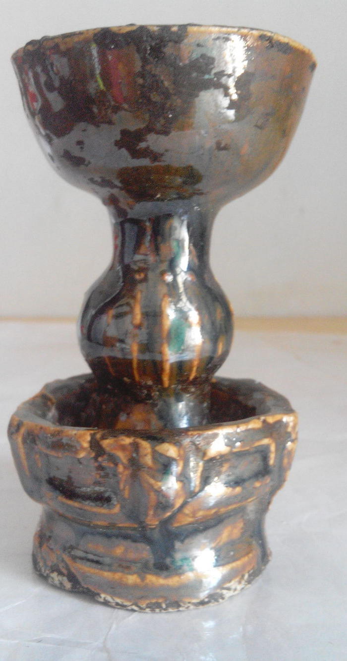 清代,磁州窑窑变釉,油灯,全品,包老,造型特独