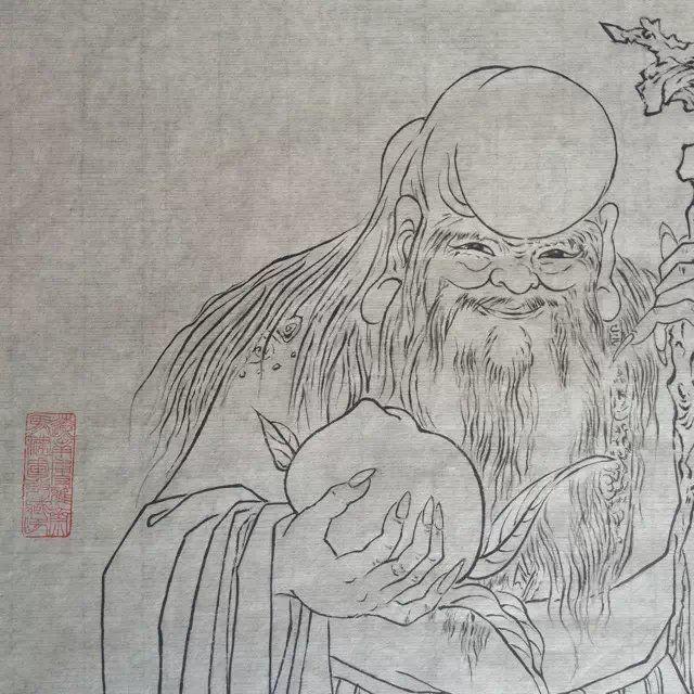 42157国画线描寿星.