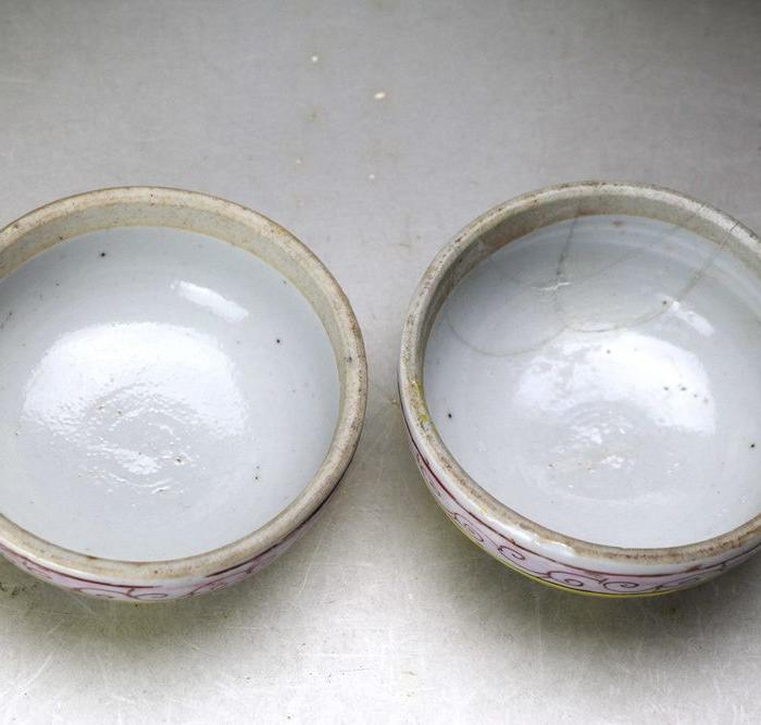 晚清民国黄地粉彩花蝶纹大罐一对