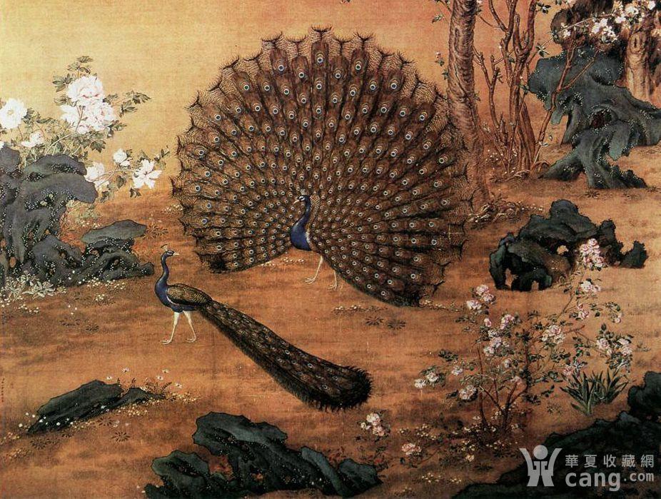 清代郎世宁孔雀开屏图