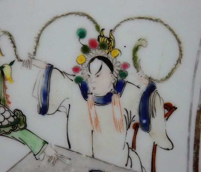 清代粉彩黄鹤楼戏曲人物绘画瓷板