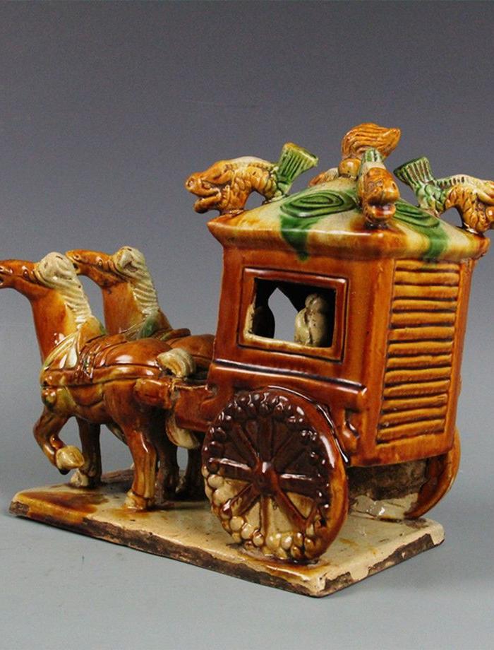 唐三彩 丝绸之路 马拉车 马拉美女老物件