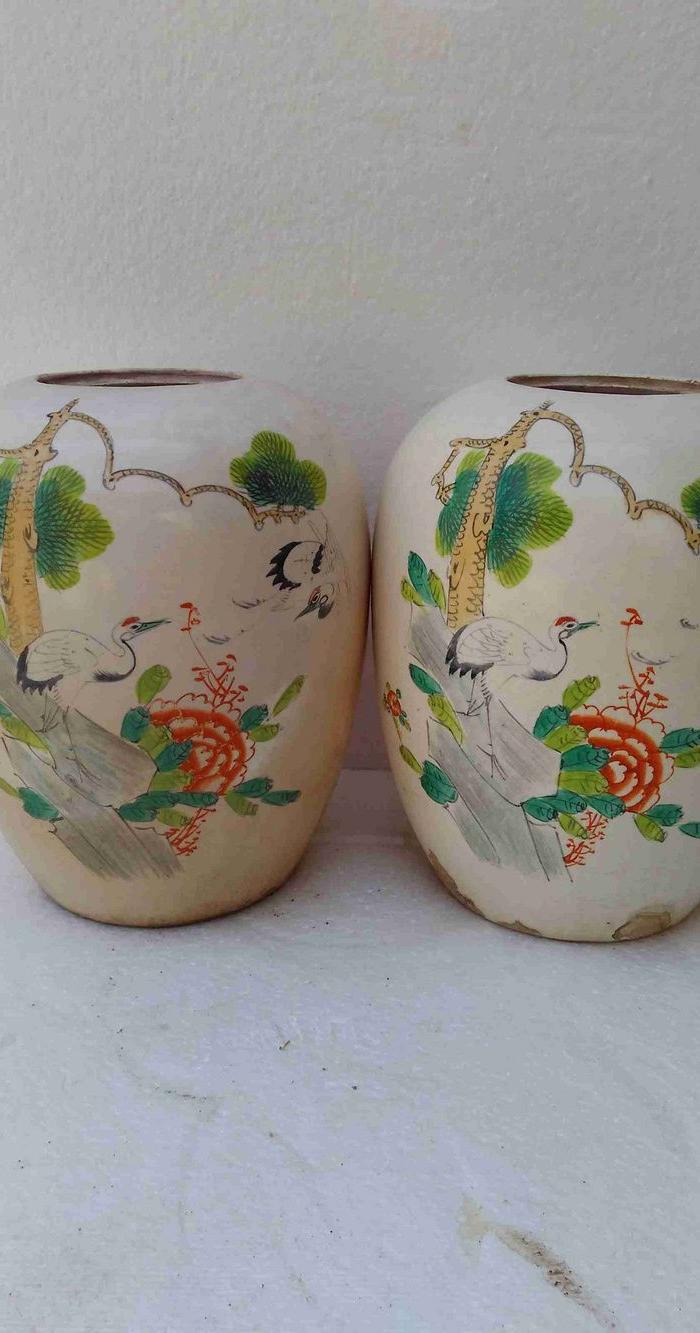 民国花鸟冬瓜罐一顺对全品