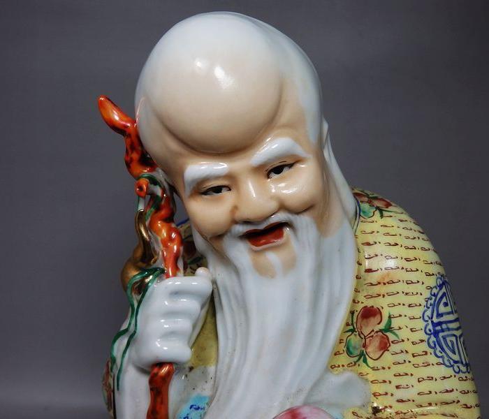 清代粉彩寿星人物塑像