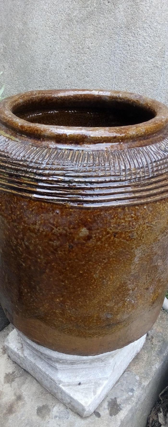 民国老字号黄釉刻字缸